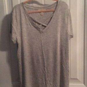 Flowy grey t shirt with cross front small
